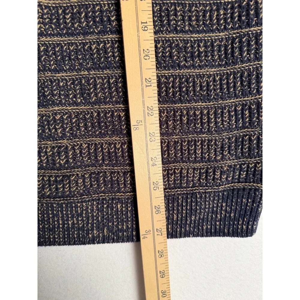 Goodfellow & Co Mens Navy Blue Tan Striped Knit Sweater Medium VN2004856